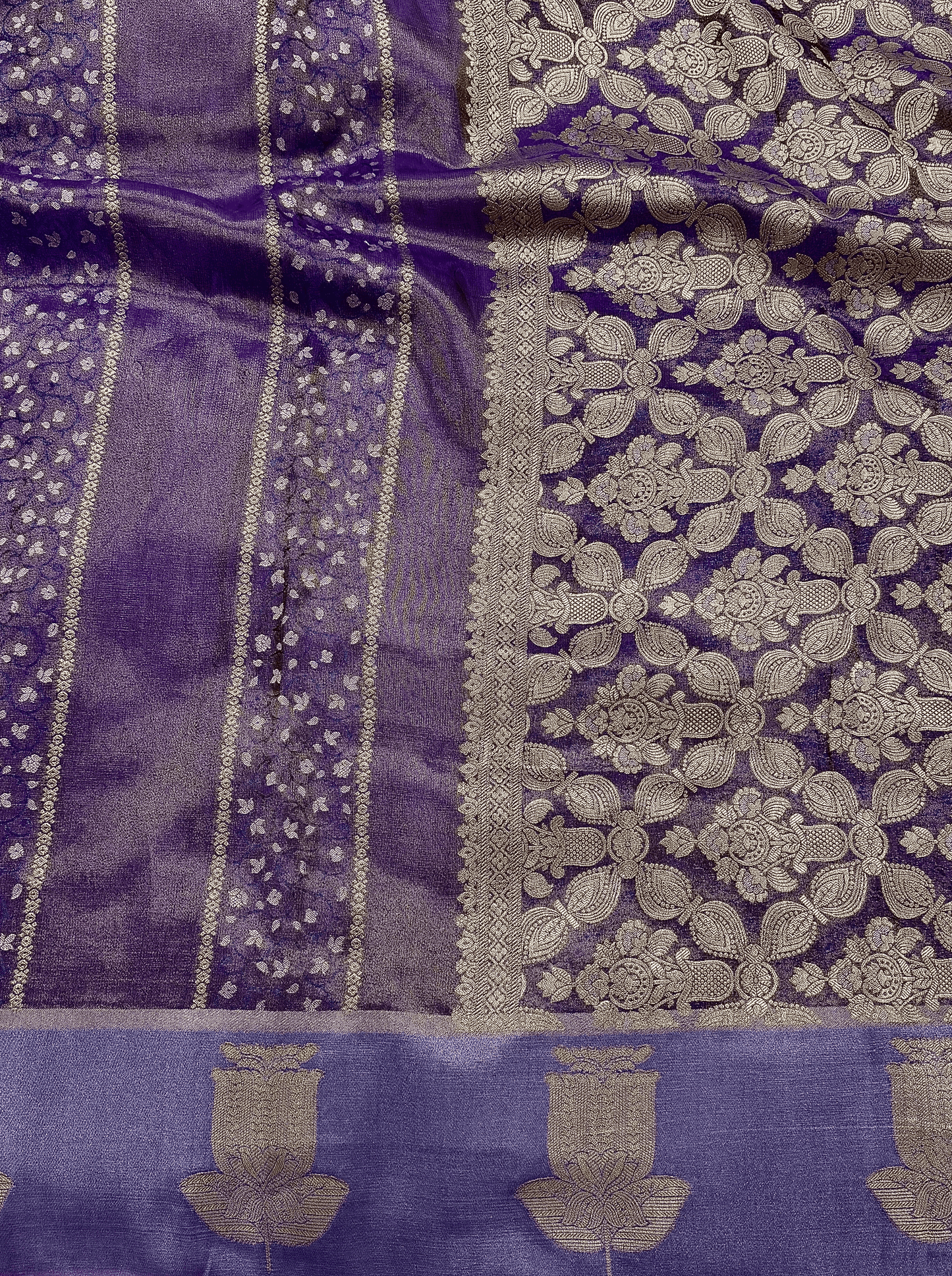 Lavender Purple  Georgette Tissue Silk Saree