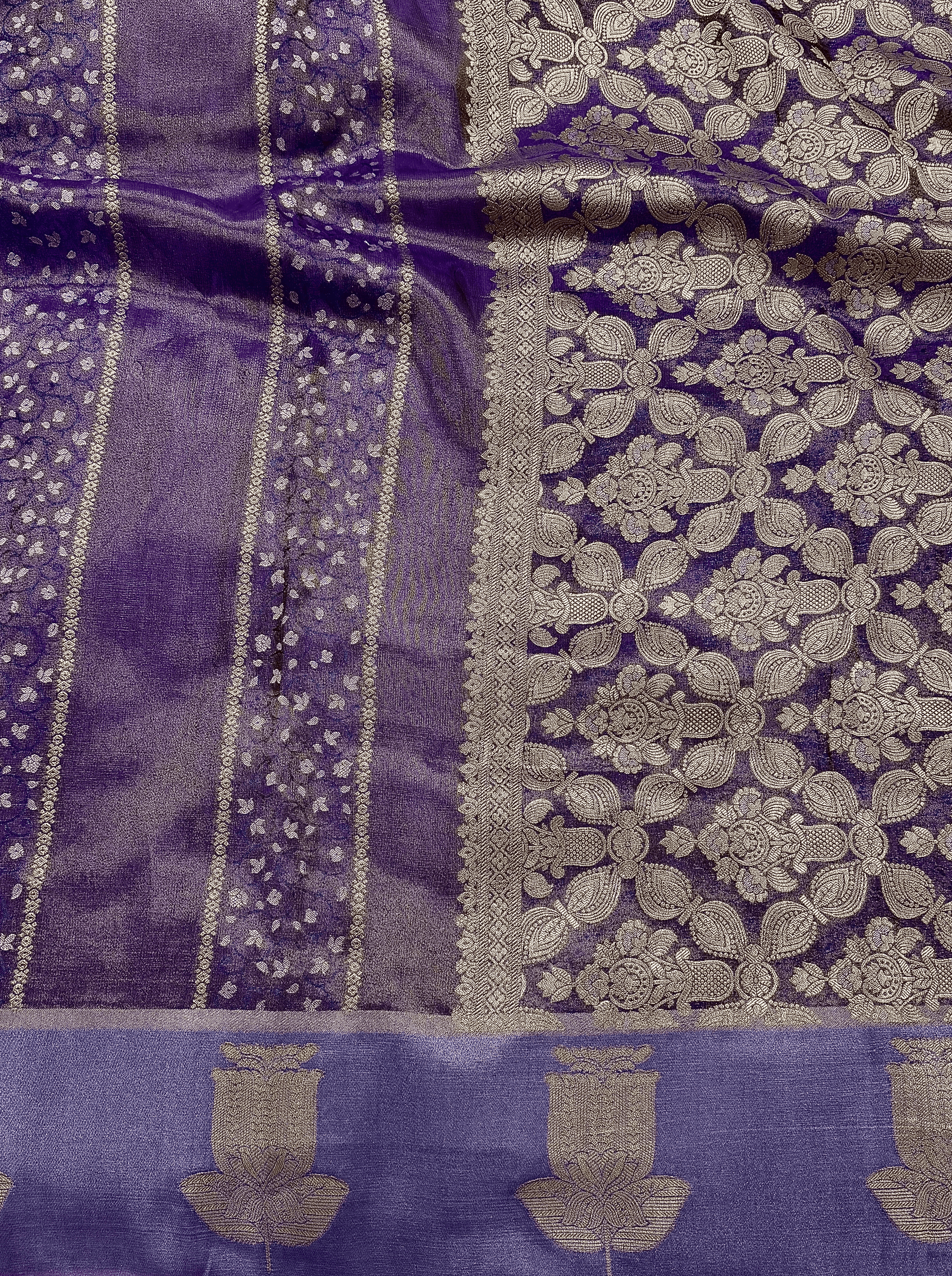 Lavender Purple  Georgette Tissue Silk Saree