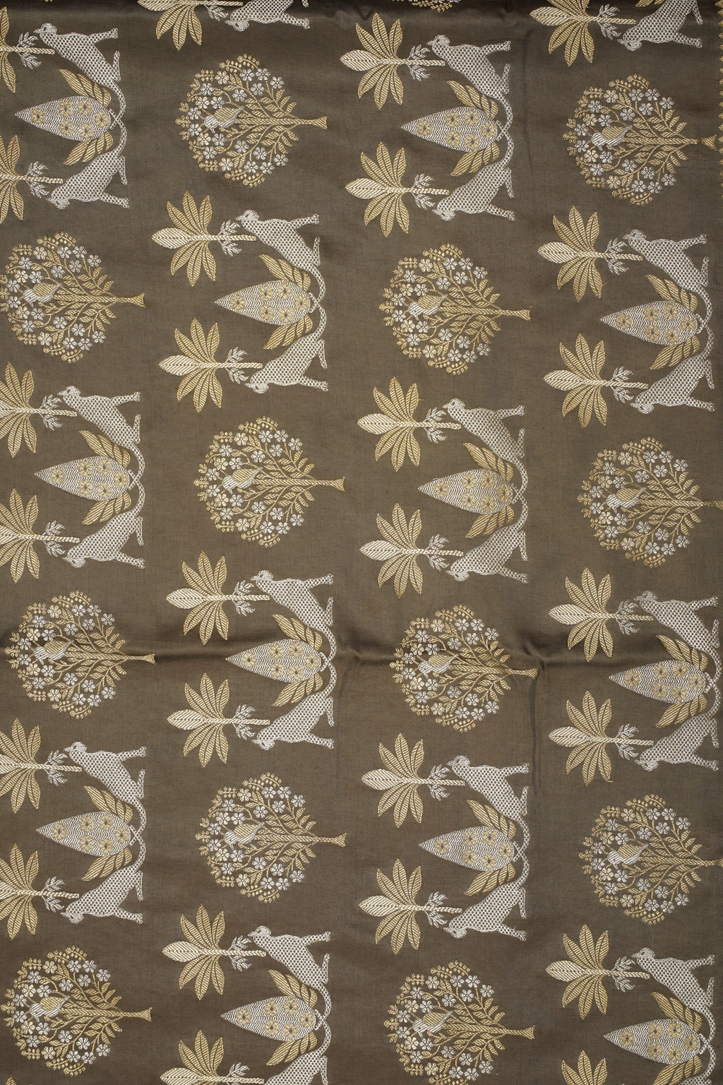 Chocolate Brown Viscose Satin Saree with Dual Weaving