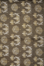 Chocolate Brown Viscose Satin Saree with Dual Weaving