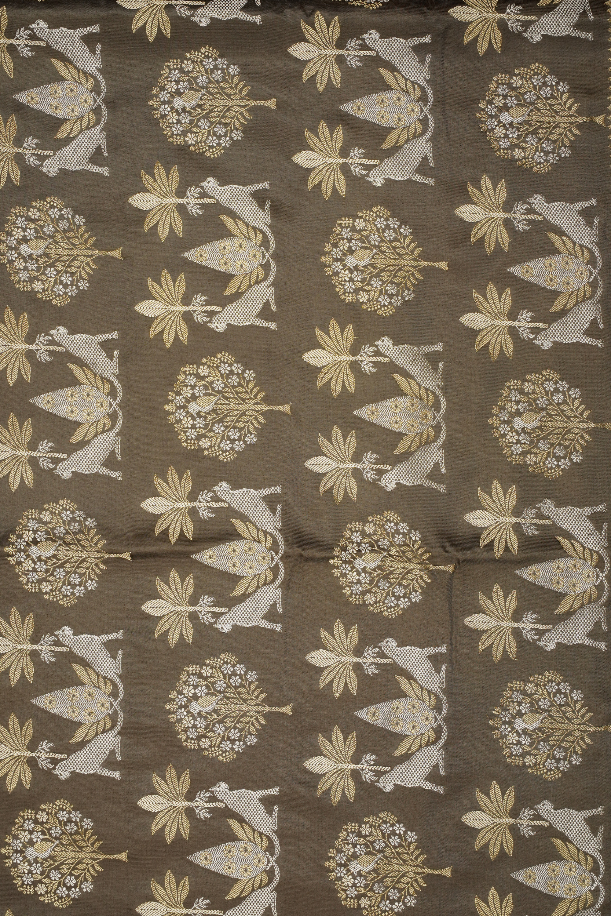 Chocolate Brown Viscose Satin Saree with Dual Weaving