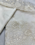 Off White Organza Unstitched Suit with Self Floral Embroidery