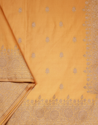 Pastel Peach Banarasi Mushroo Silk Saree with Floral Weaving & Zari Border