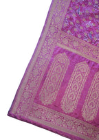 Purple Mushroo Silk Kalamkari Print Fancy Saree