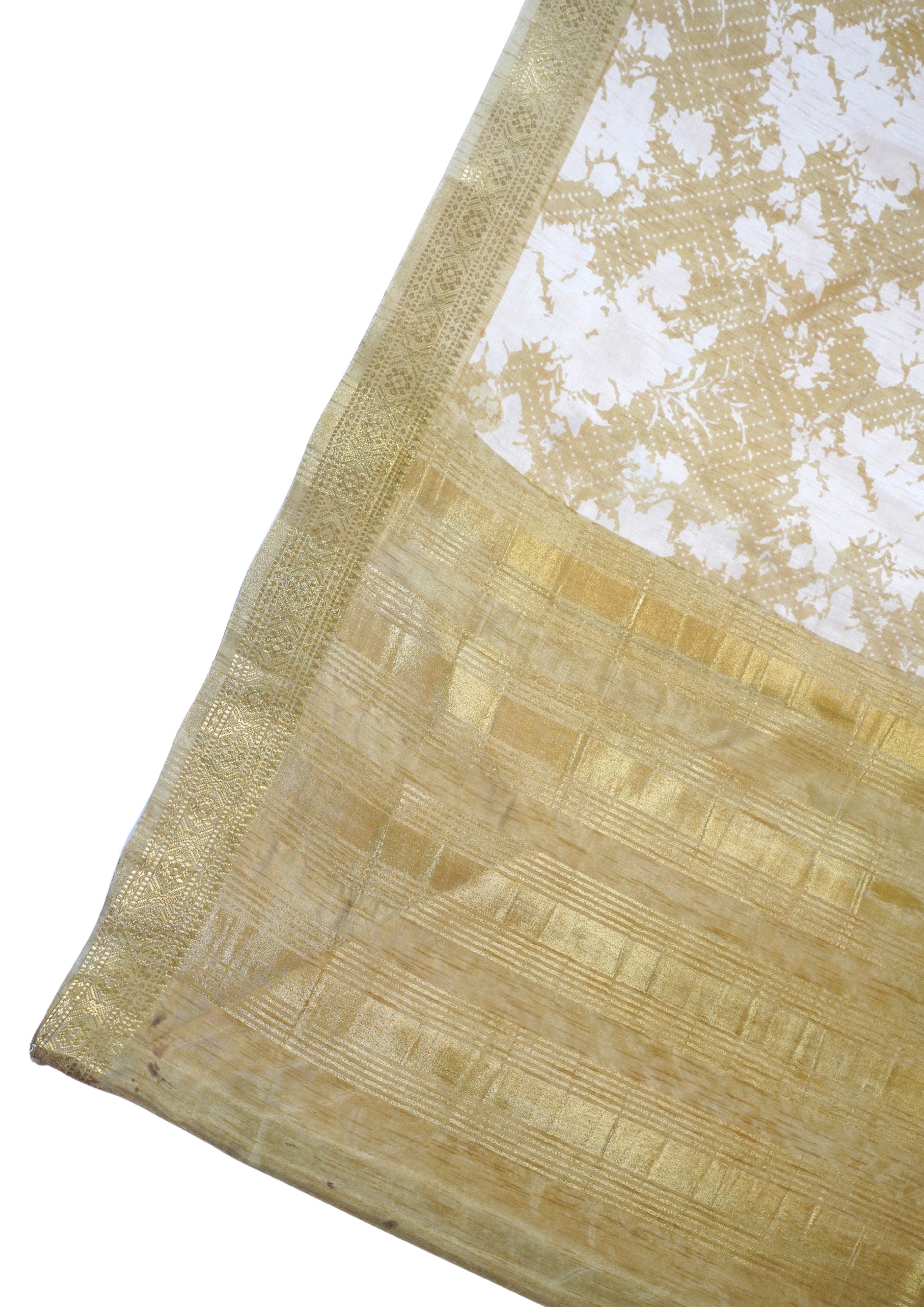 Mustard Yellow Muga Silk Kalamkari Print Fancy Saree