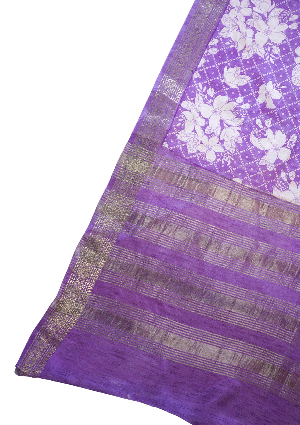 Purple Muga Silk Kalamkari Print Fancy Saree