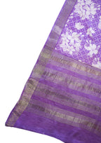 Purple Muga Silk Kalamkari Print Fancy Saree