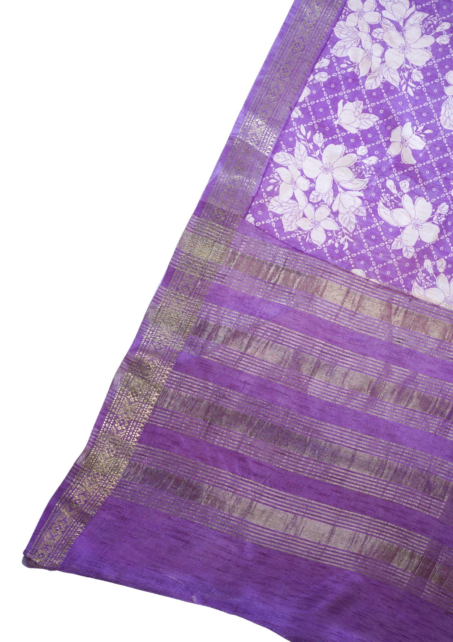 Purple Muga Silk Kalamkari Print Fancy Saree