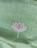Sage Green Tussar Unstitched Suit with Appliqué Embroidery
