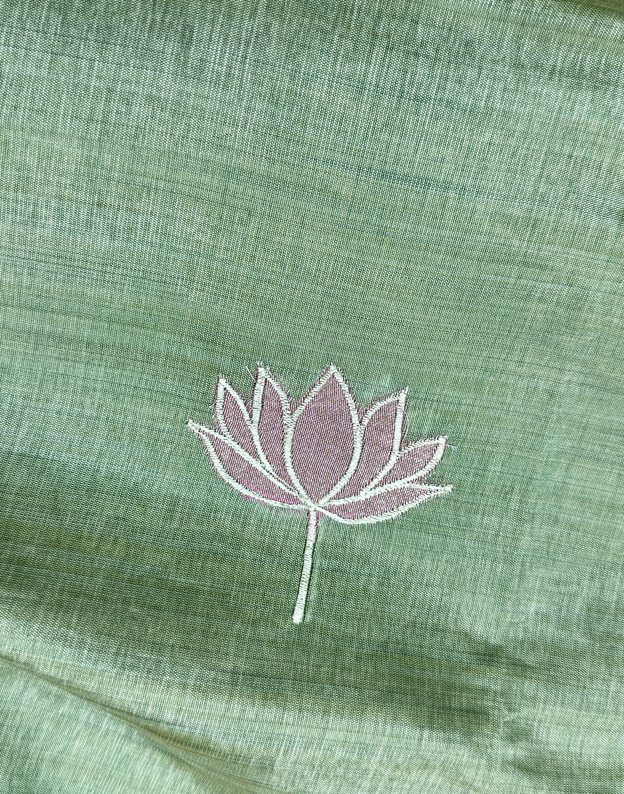 Sage Green Tussar Unstitched Suit with Appliqué Embroidery