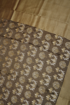 Chocolate Brown Viscose Satin Saree with Dual Weaving