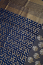 Navy Blue Viscose Satin Saree with Dual Weaving