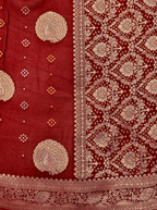 Deep Red Georgette Tissue Silk Saree