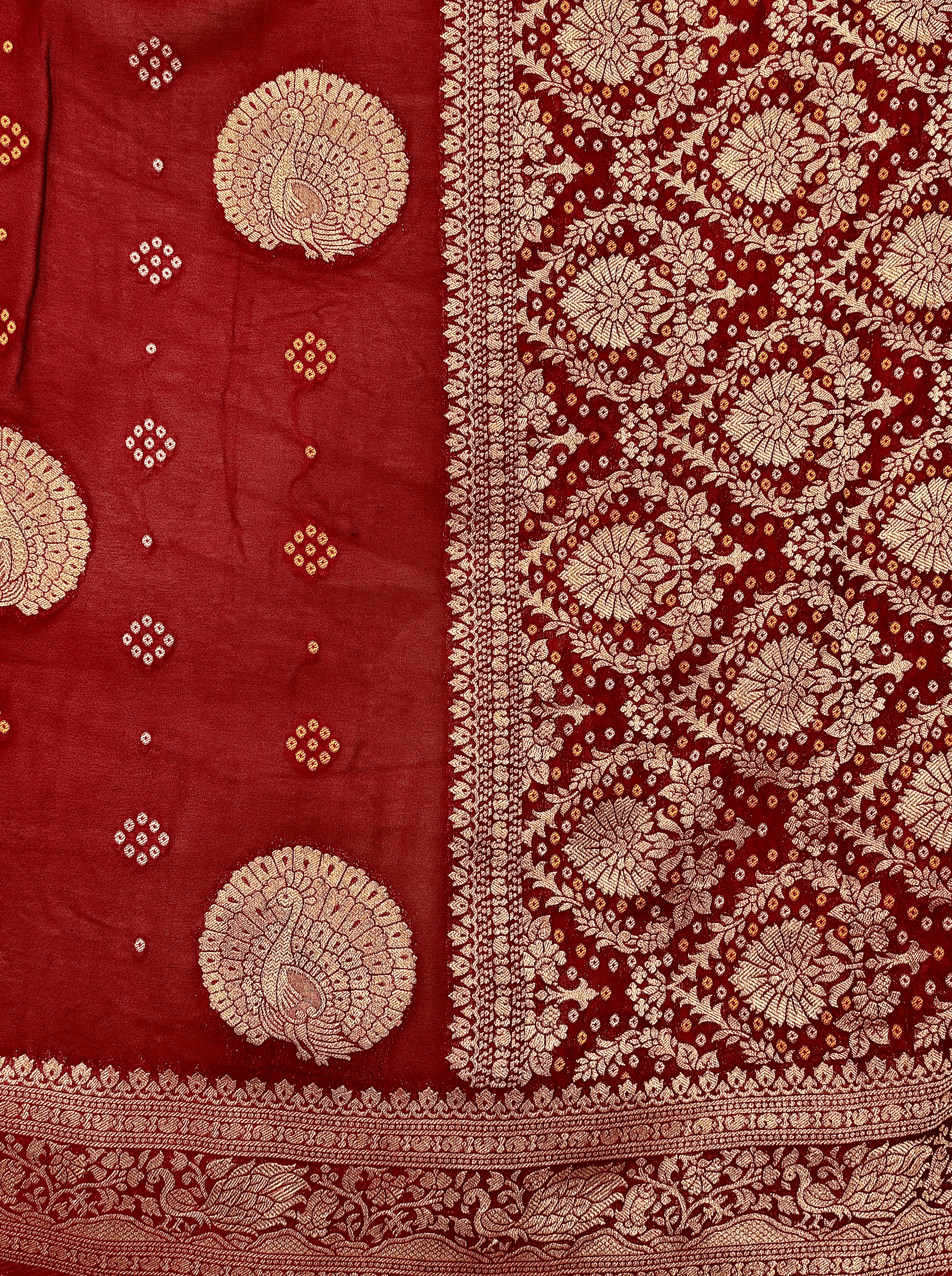 Deep Red Georgette Tissue Silk Saree