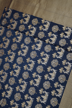 Midnight Blue Viscose Satin Saree with Dual Weaving