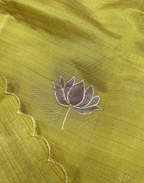 Mustard Yellow Tussar Unstitched Suit with Appliqué Embroidery