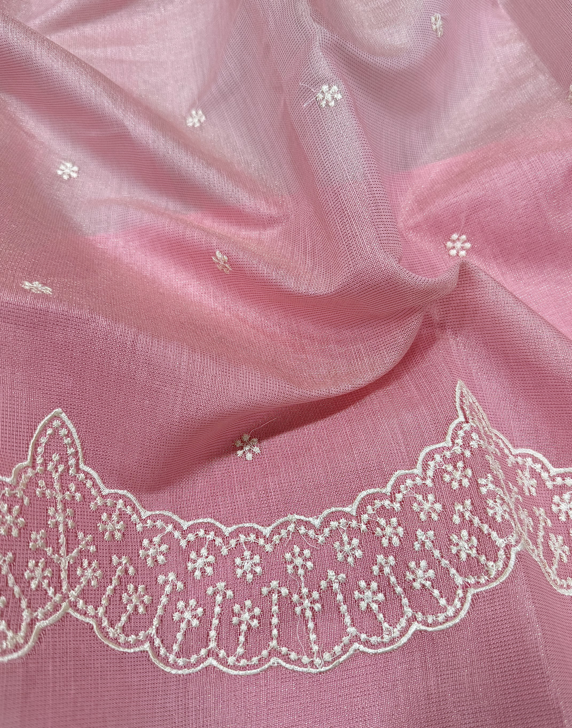 Dusty Rose Linen Tissue Unstitched Suit with Thread Embroidery