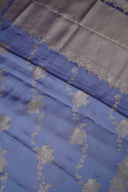 Periwinkle Blue Organza Satin Saree with Woven Floral Design