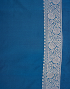 Sapphire Blue Banarasi Mushroo Silk Saree with Floral Weaving & Zari Border