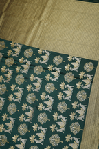 Bottle Green Viscose Satin Saree with Dual Weaving