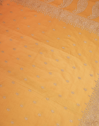 Pastel Peach Banarasi Mushroo Silk Saree with Floral Weaving & Zari Border