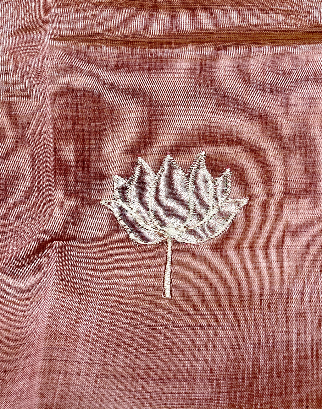 Rust Pink Tussar Unstitched Suit with Appliqué Embroidery