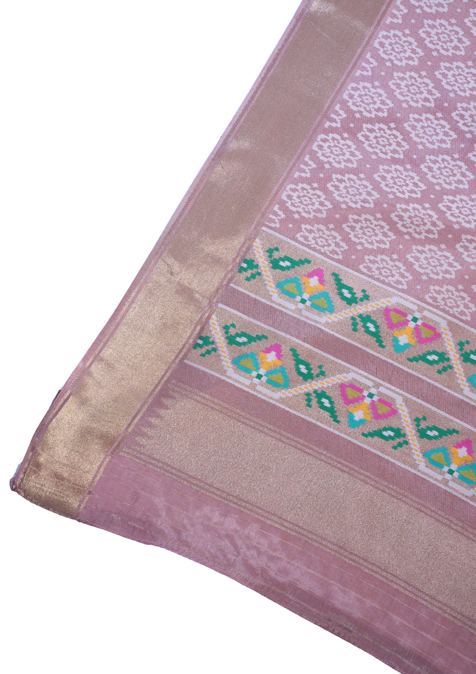 Pink Satin Georgette Saree with Intricate Patterns & Fancy Weave
