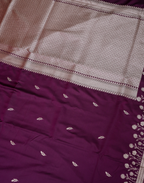 Magenta Banarasi Mushroo Silk Saree with Floral Weaving & Zari Border