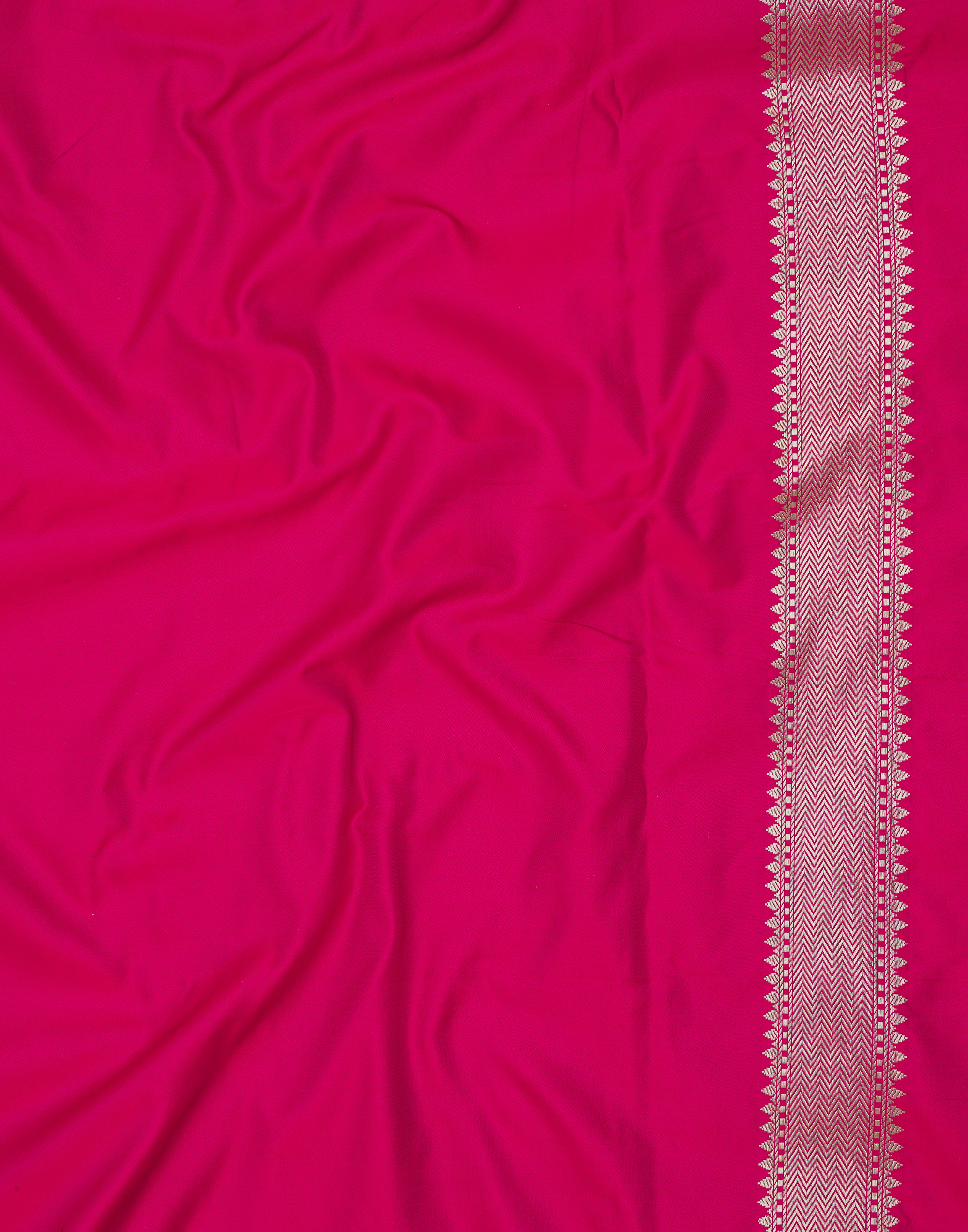Rani Pink Banarasi Mushroo Silk Saree with Zari Border