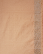 Pastel Peach Banarasi Mushroo Silk Saree with Floral Weaving & Zari Border