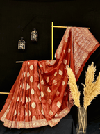 Rose Red Georgette Tissue Silk Saree