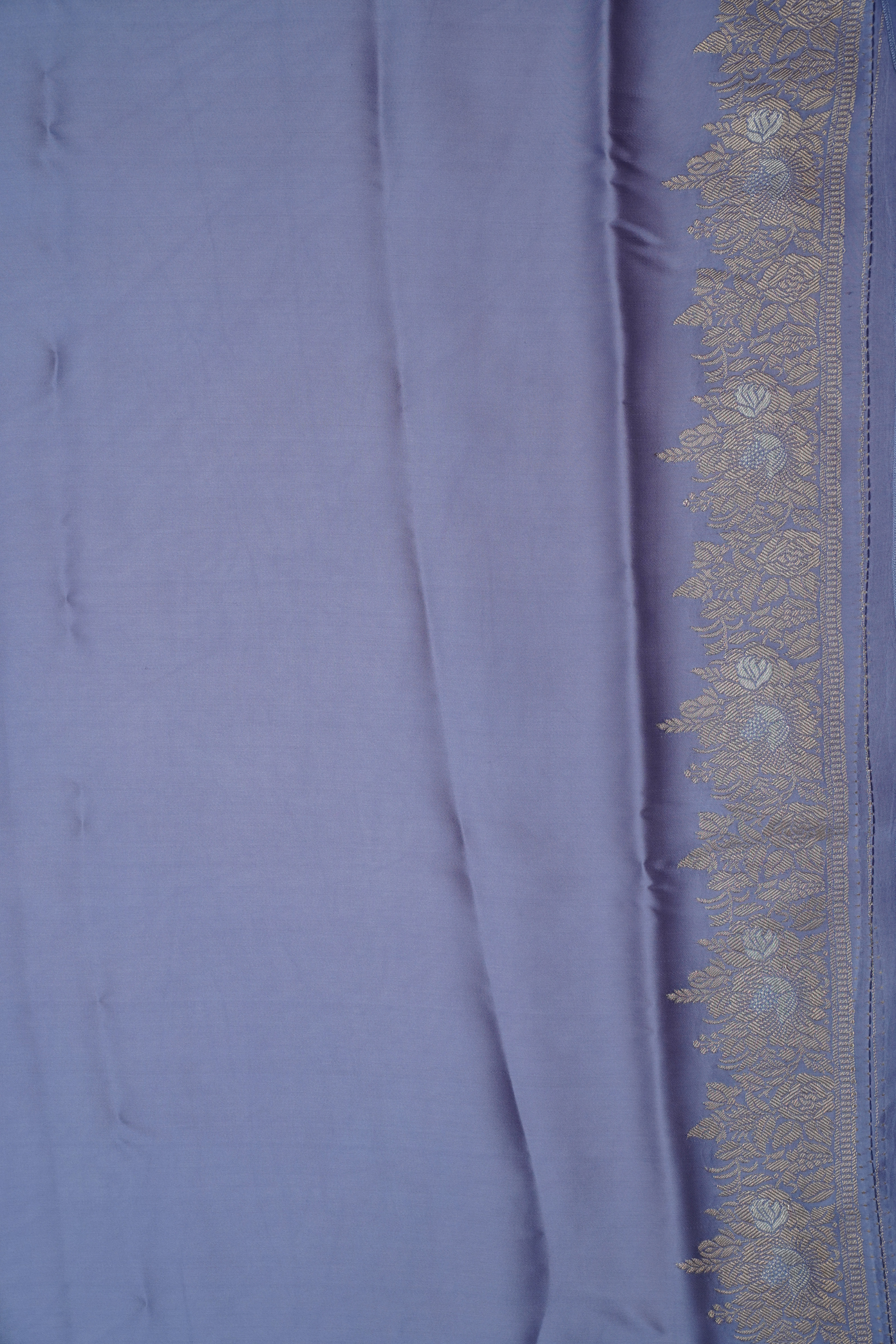 Periwinkle Blue Organza Satin Saree with Woven Floral Design