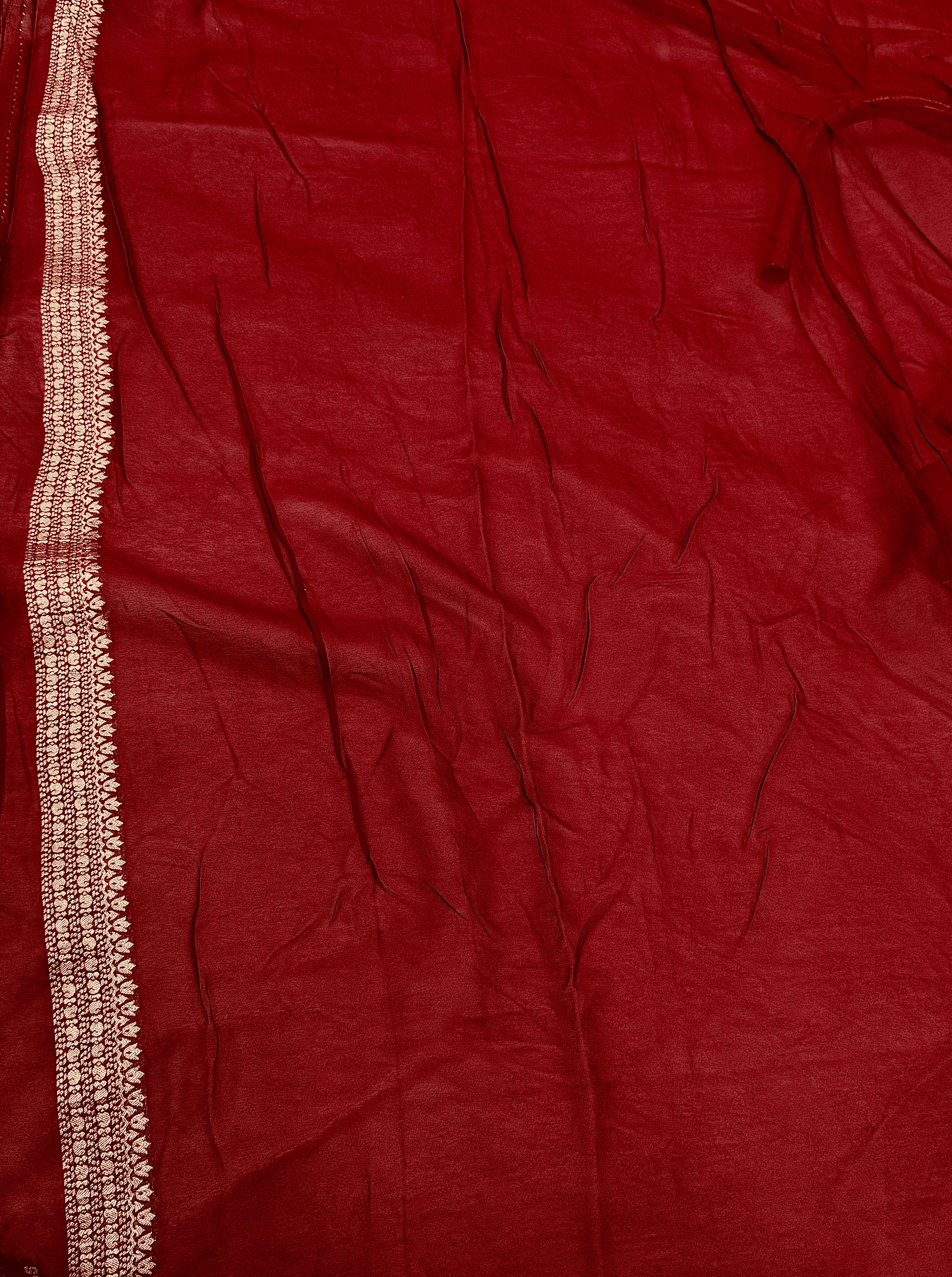 Deep Red Georgette Tissue Silk Saree