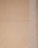 Peach Beige Banarasi Mushroo Silk Saree with Floral Weaving & Zari Border