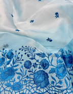 Sky Blue Organza Unstitched Suit with Tonal Floral Embroidery