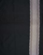 Black Banarasi Mushroo Silk Saree with Floral Weaving & Zari Border