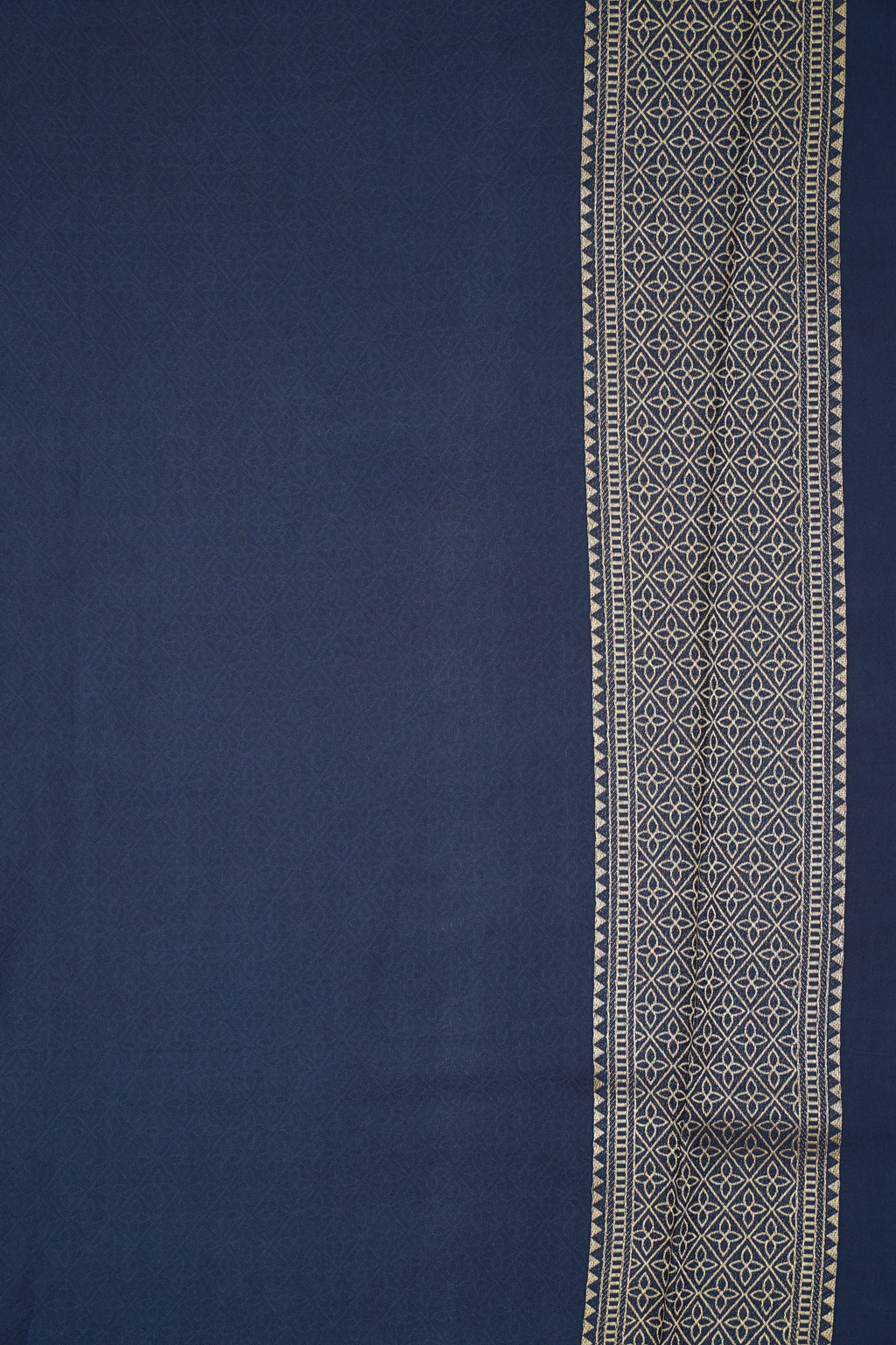 Midnight Blue Viscose Satin Saree with Dual Weaving