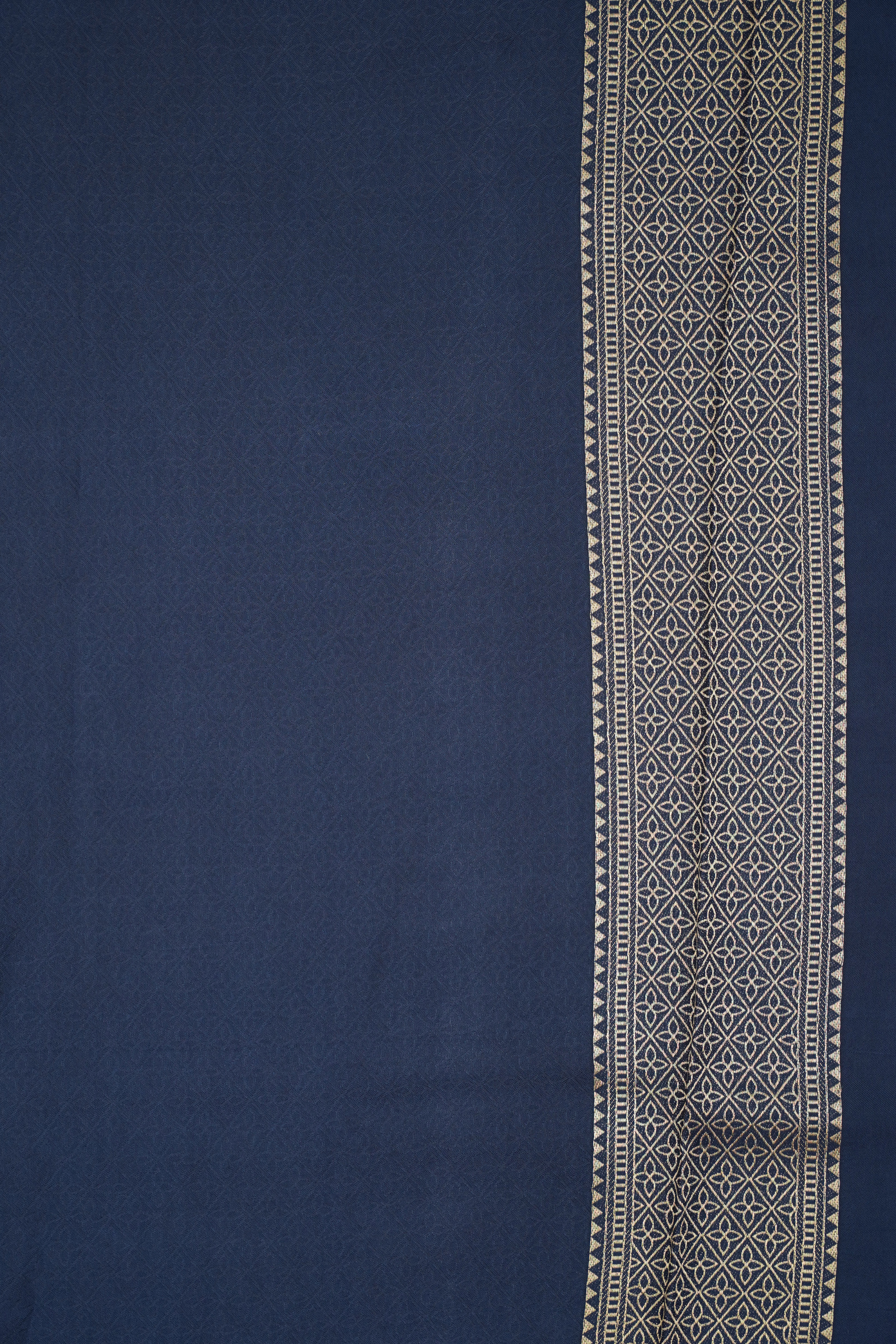 Midnight Blue Viscose Satin Saree with Dual Weaving