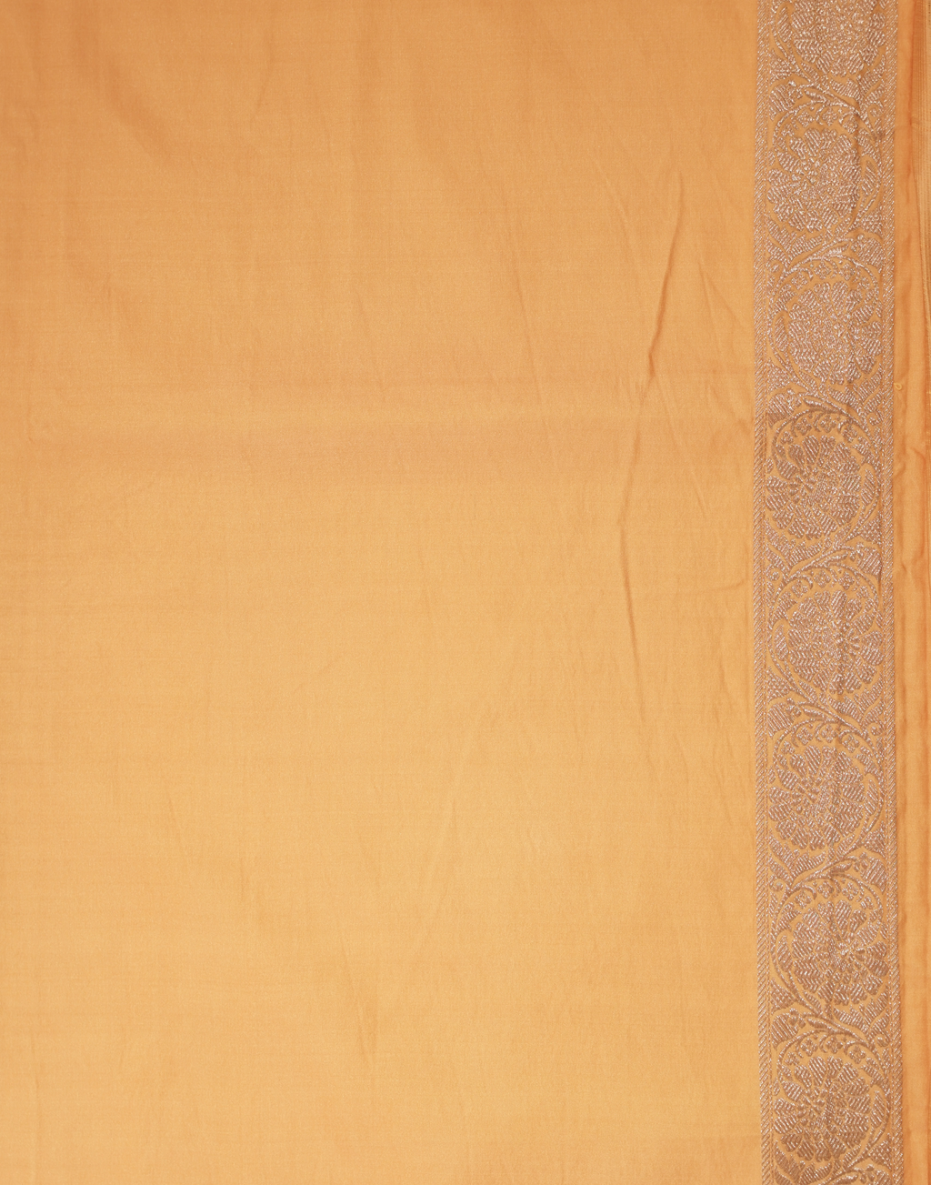 Pastel Peach Banarasi Mushroo Silk Saree with Floral Weaving & Zari Border