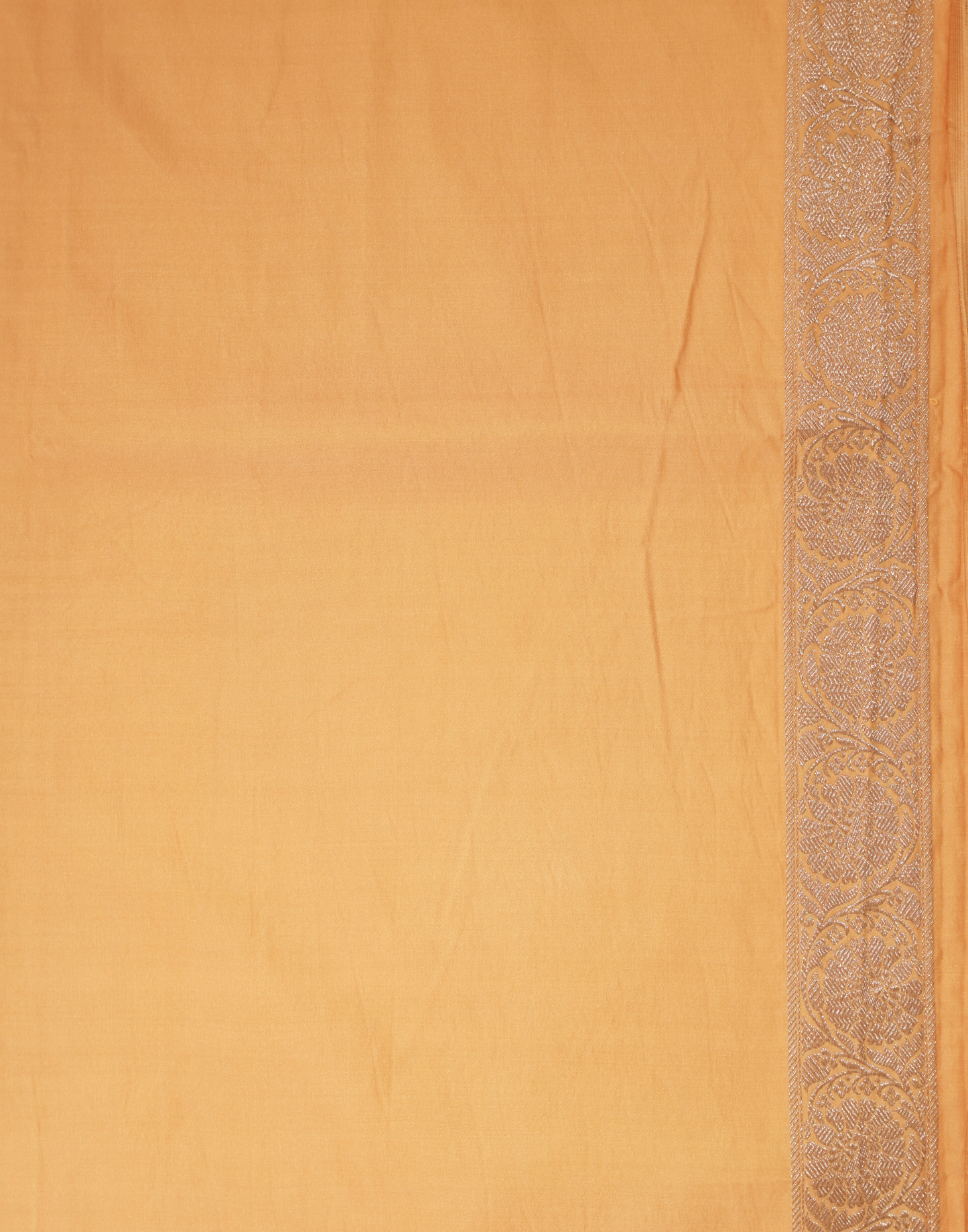 Pastel Peach Banarasi Mushroo Silk Saree with Floral Weaving & Zari Border