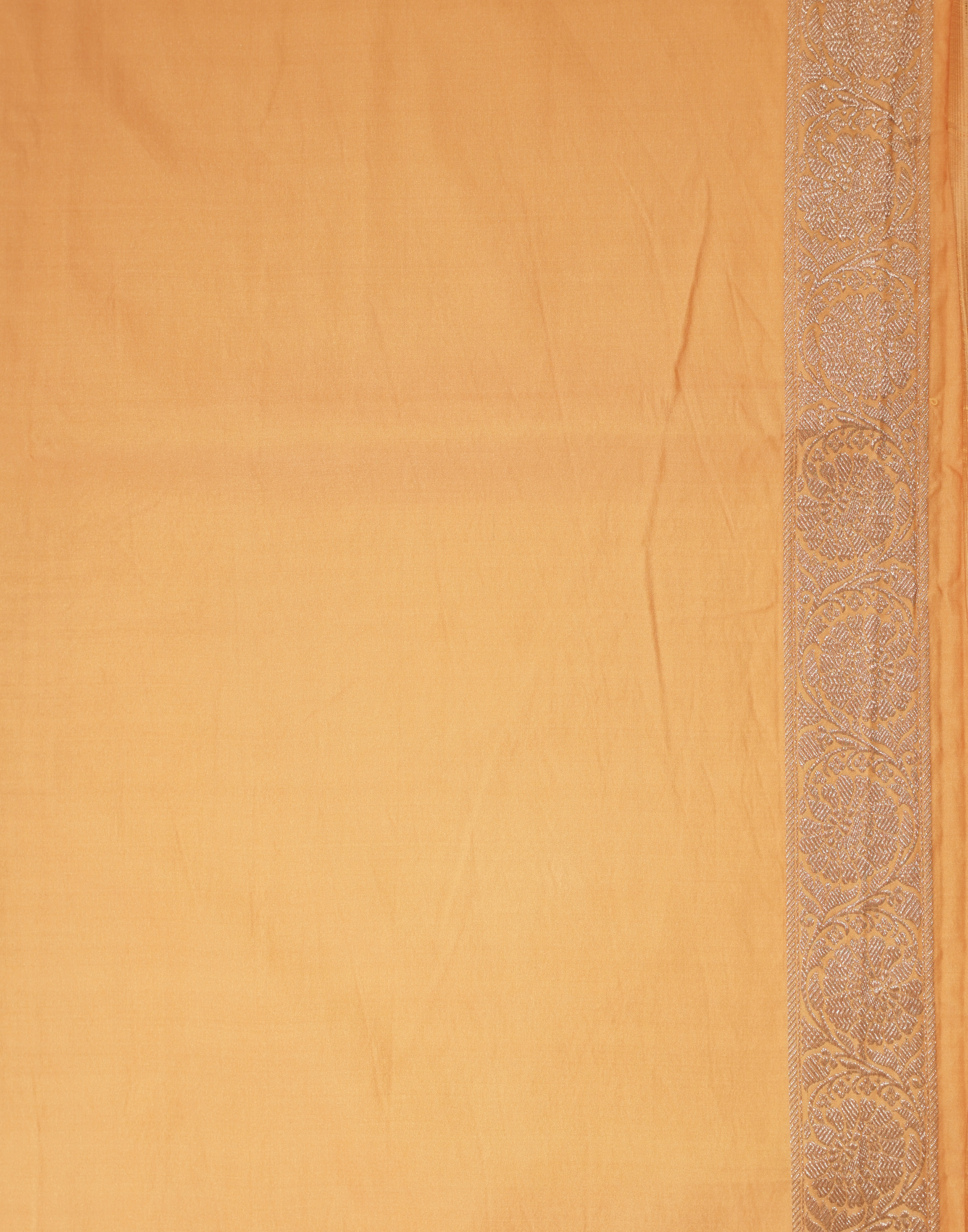 Pastel Peach Banarasi Mushroo Silk Saree with Floral Weaving & Zari Border