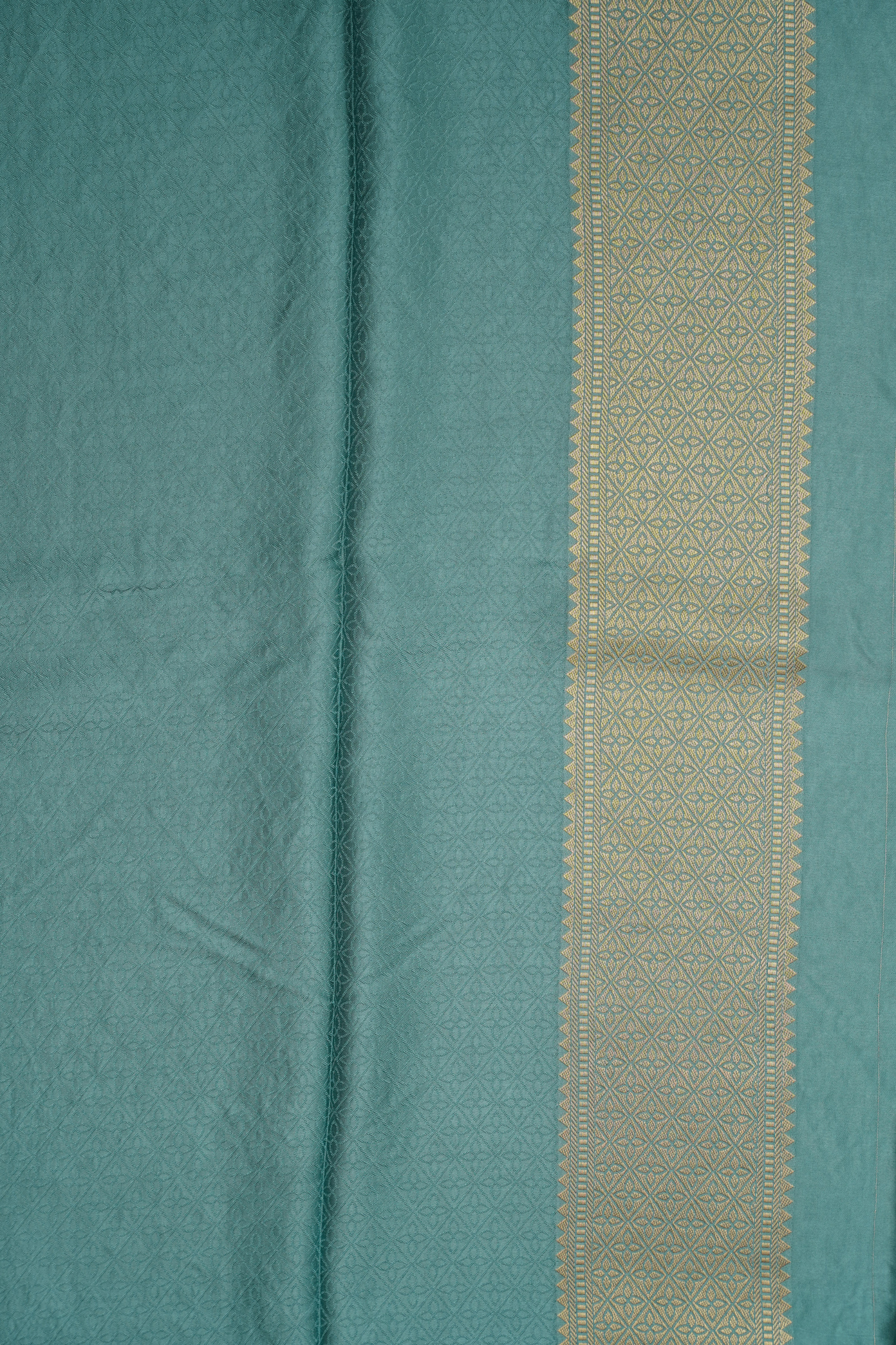 Teal Blue Viscose Satin Saree with Dual Weaving