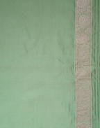Sage Green Banarasi Mushroo Silk Saree with Floral Weaving & Zari Border