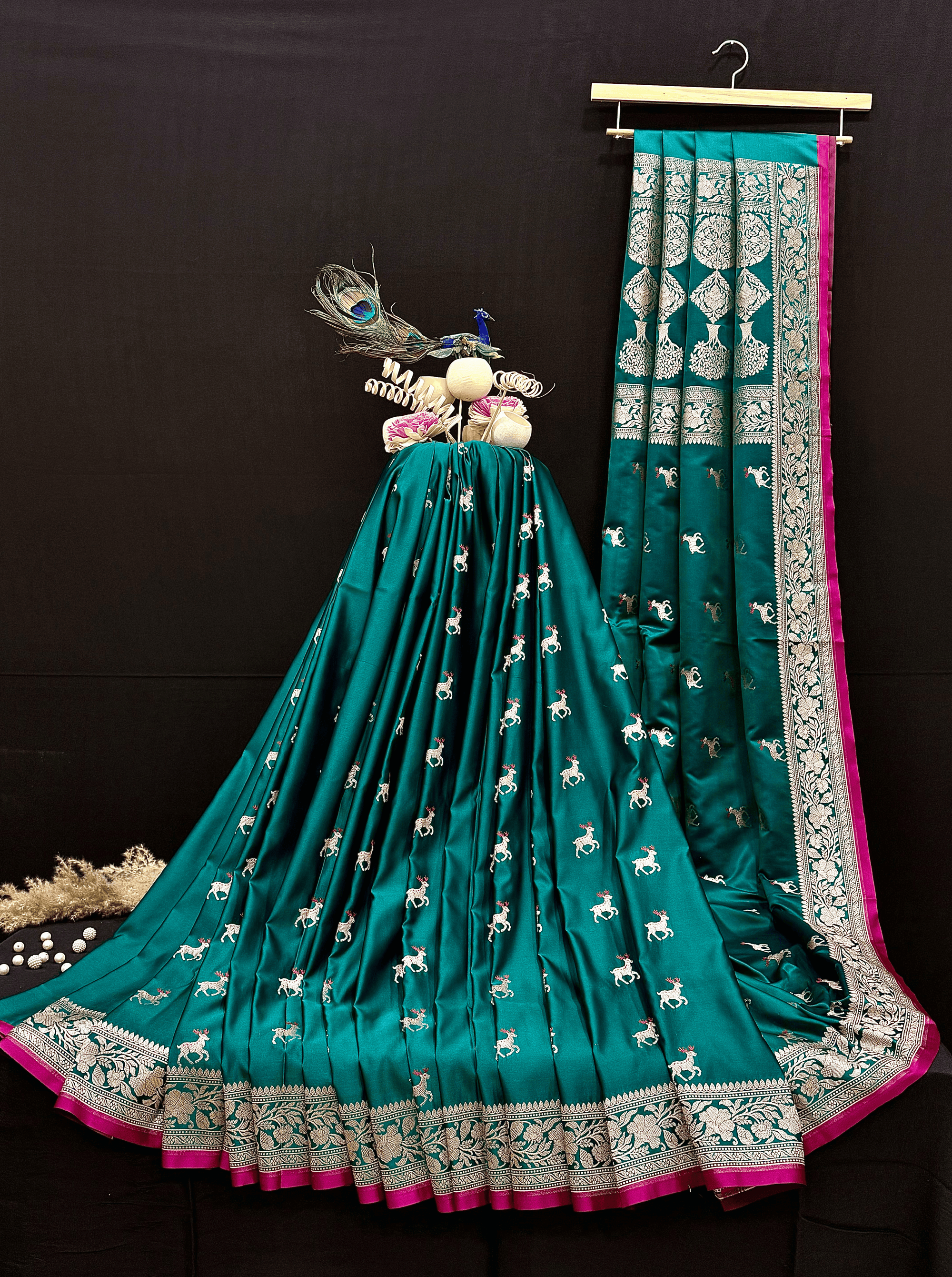 Wine Maroon Handloom Mushroo Satin Silk Saree