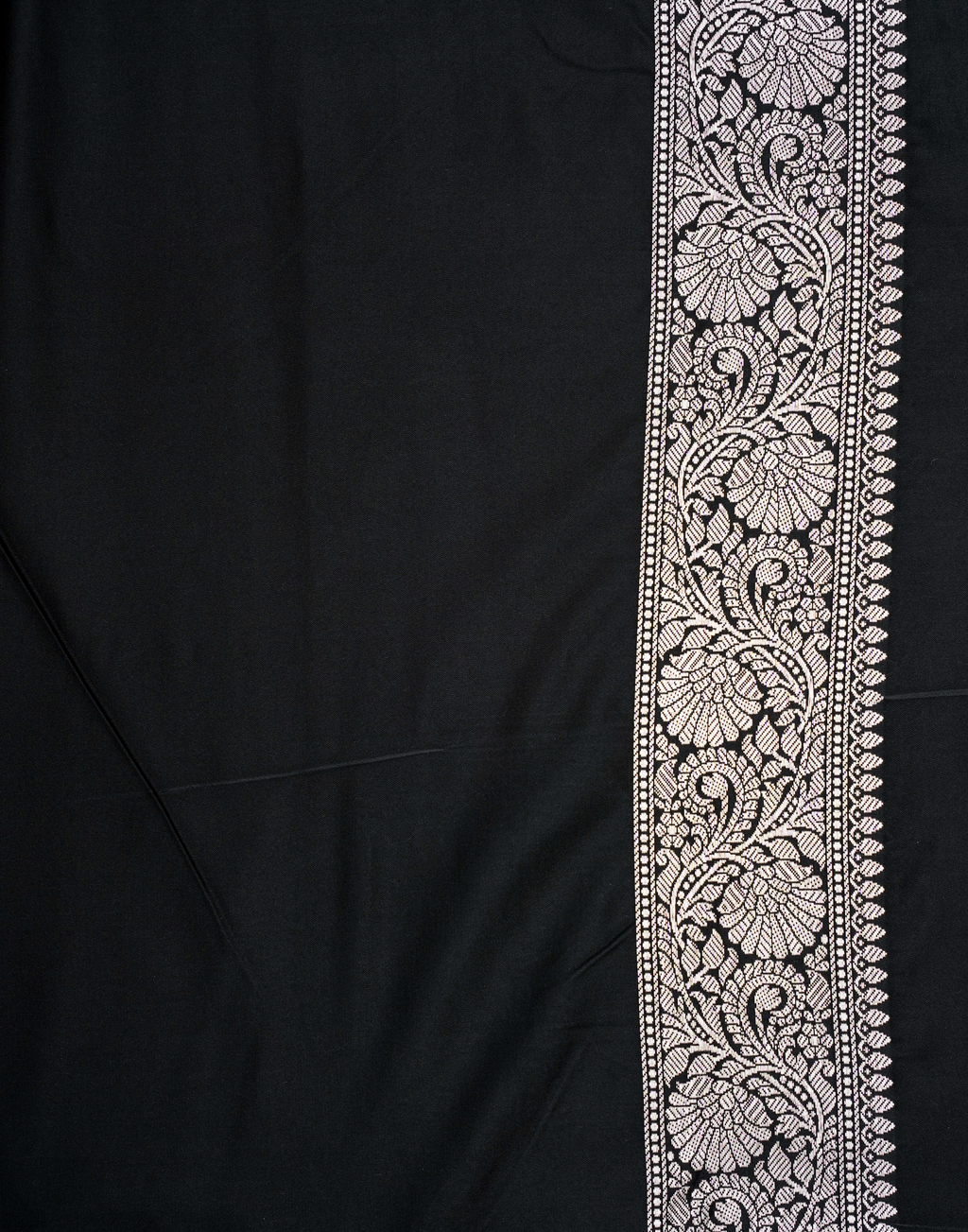 Black Banarasi Mushroo Silk Saree with Zari Border