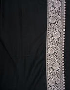Black Banarasi Mushroo Silk Saree with Zari Border