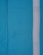 Turquoise Blue Banarasi Mushroo Silk Saree with Floral Weaving & Zari Border