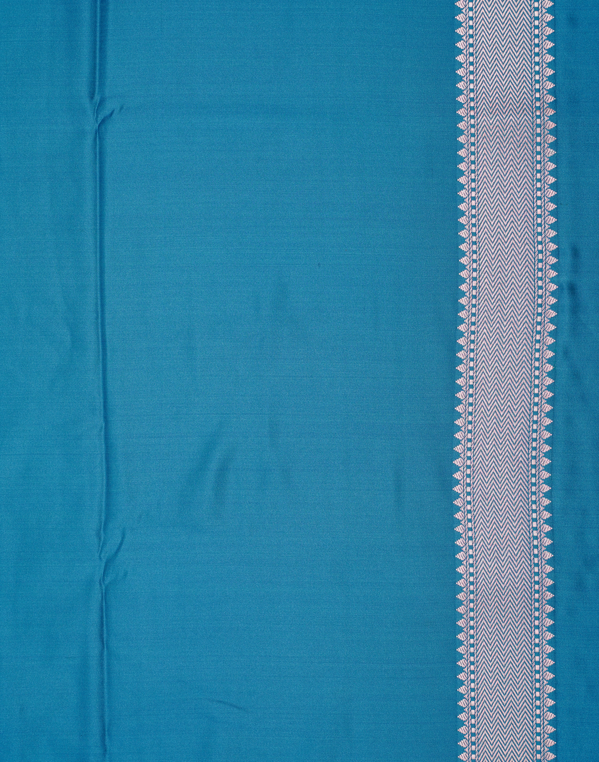 Turquoise Blue Banarasi Mushroo Silk Saree with Floral Weaving & Zari Border