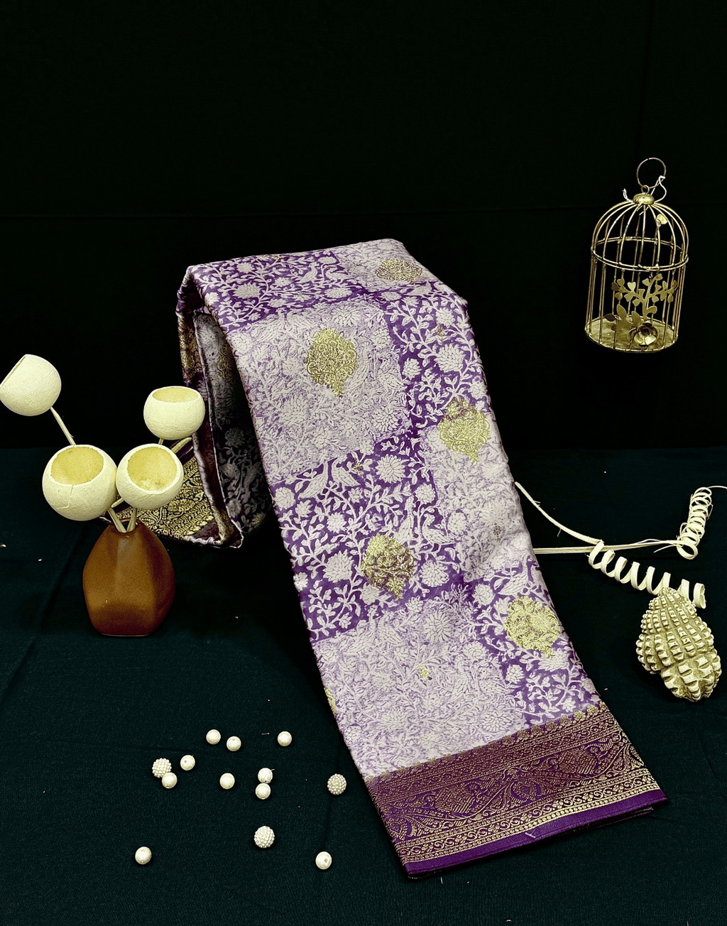 Wine Purple Organza Satin Silk Saree