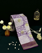 Wine Purple Organza Satin Silk Saree